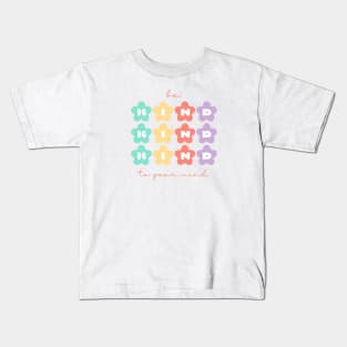 Be Kind to Your mind | Retro Flowers Peach Candy Kids T-Shirt